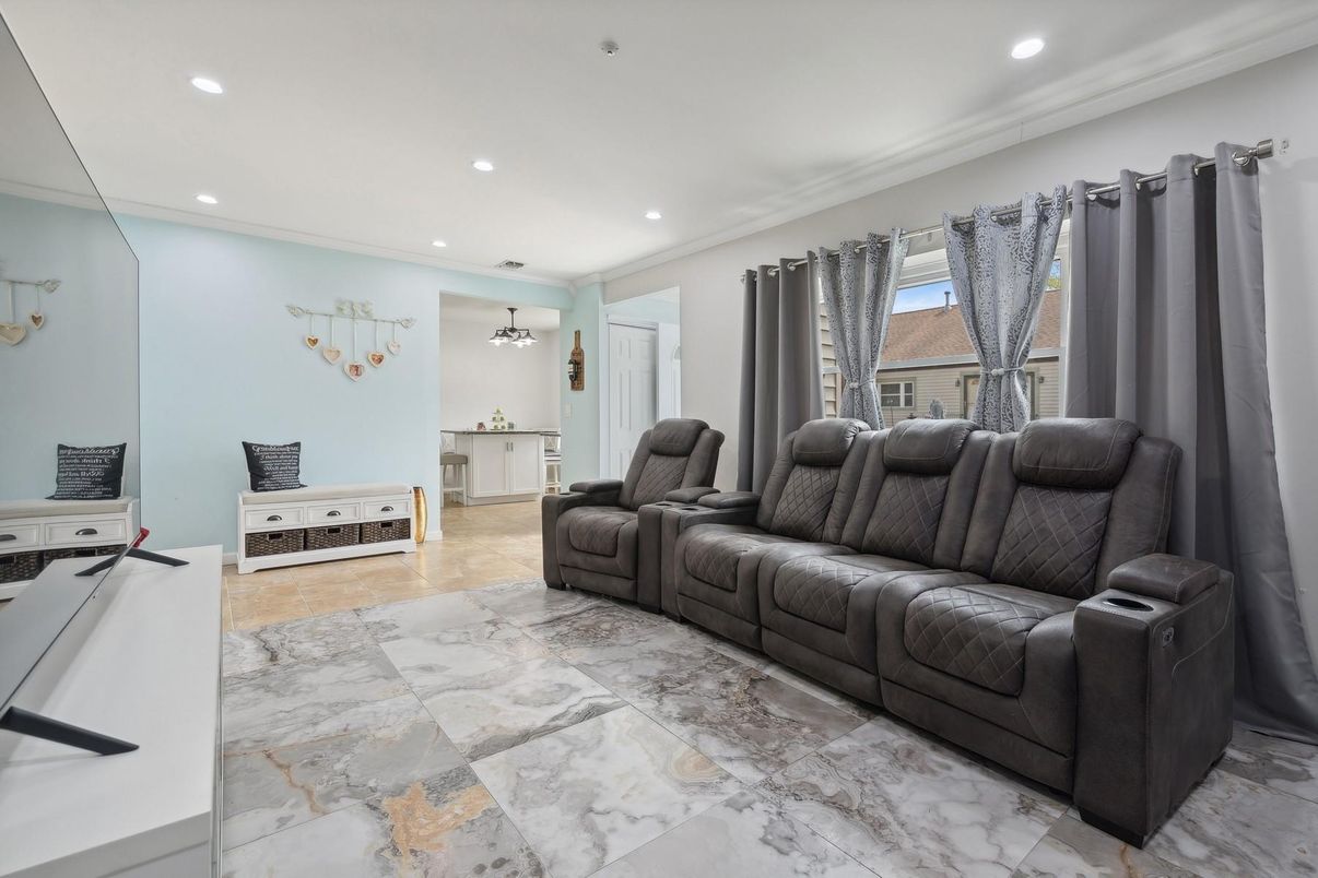 Home Theatre Room, Interior, Living room, Marble, Recessed Lighting