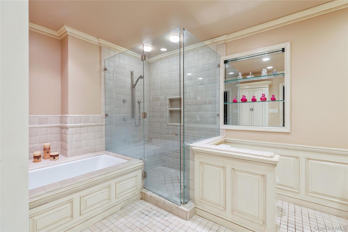 Bathroom, Glass Shower, Interior, Recessed Lighting