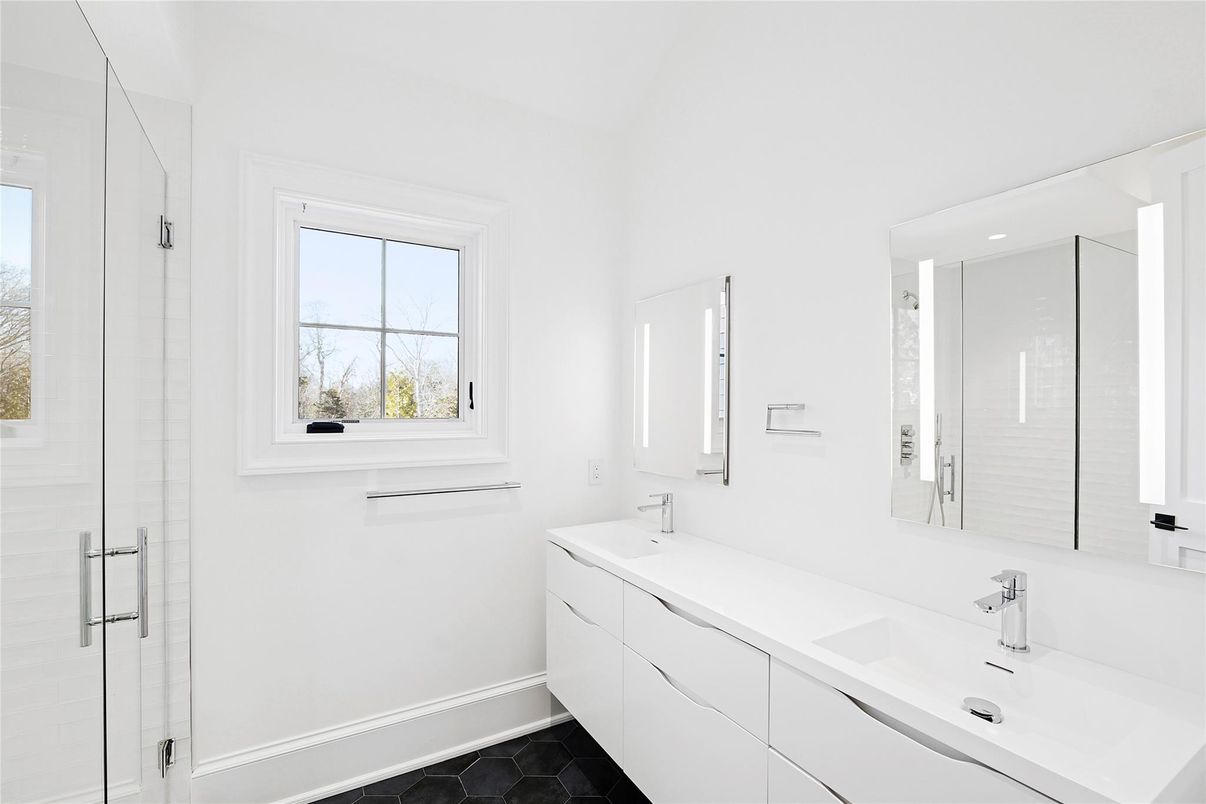 Bathroom, Dual Sink Vanities, Glass Shower, Interior