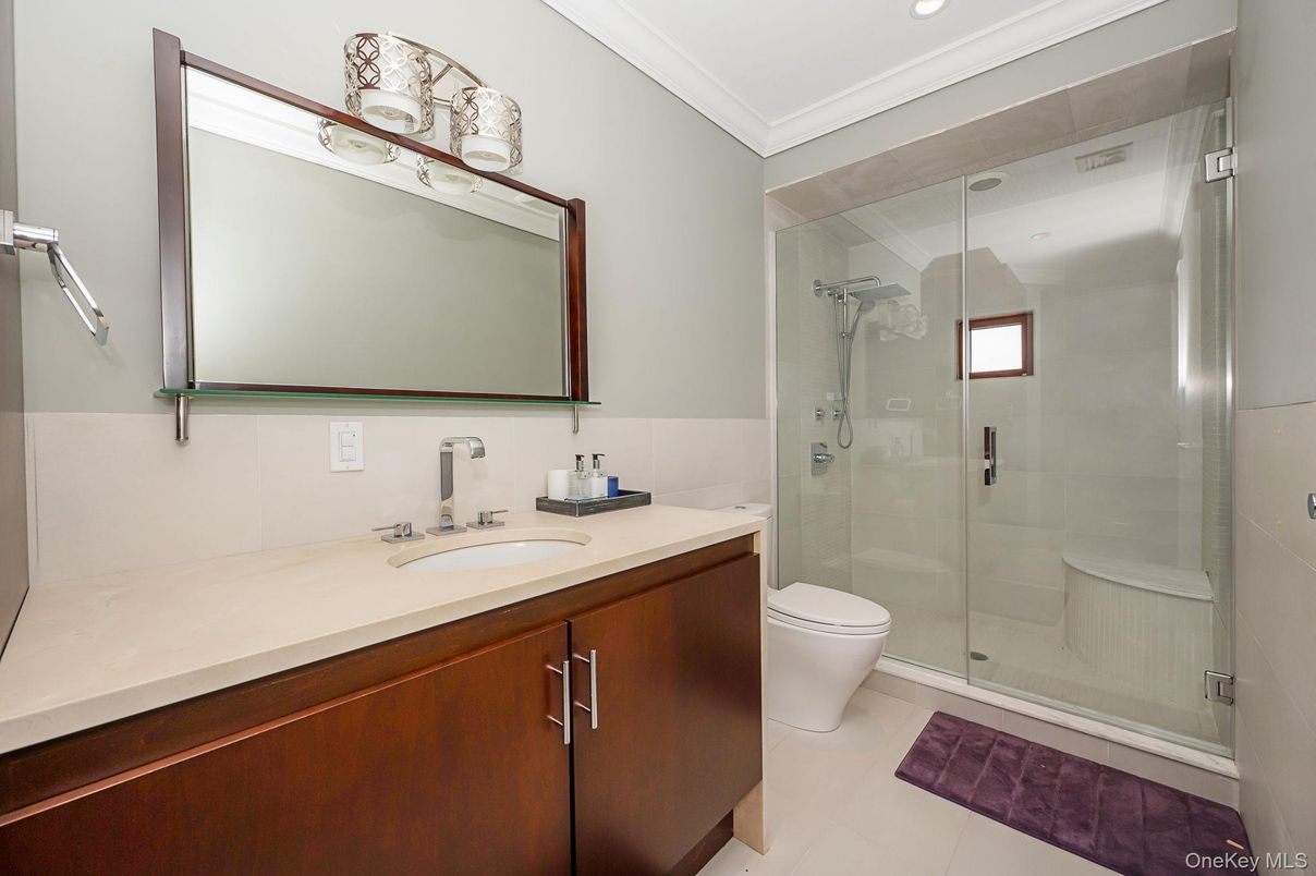 Bathroom, Glass Shower, Interior, Recessed Lighting