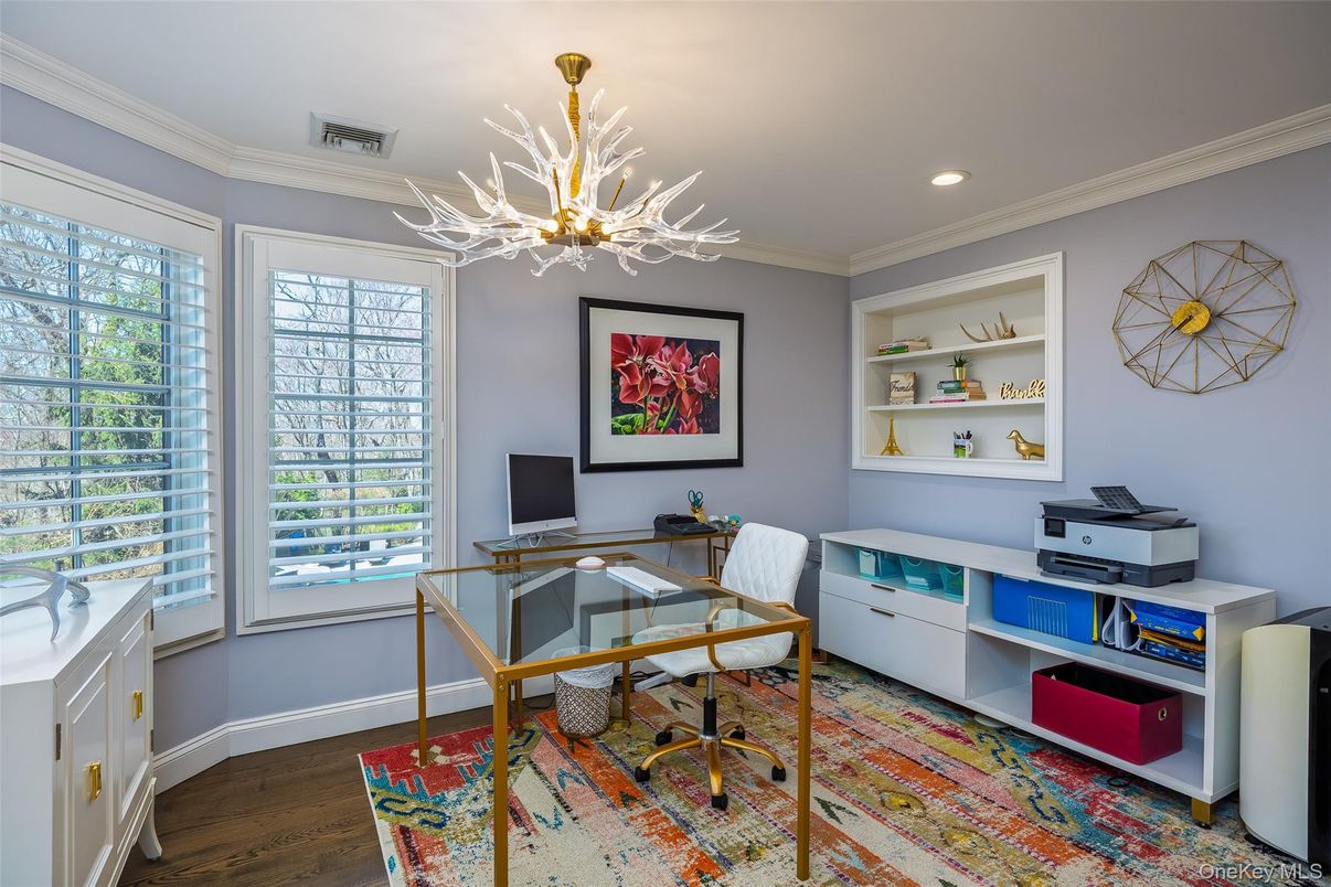Home Office, Interior, Recessed Lighting, Wood Texture Flooring