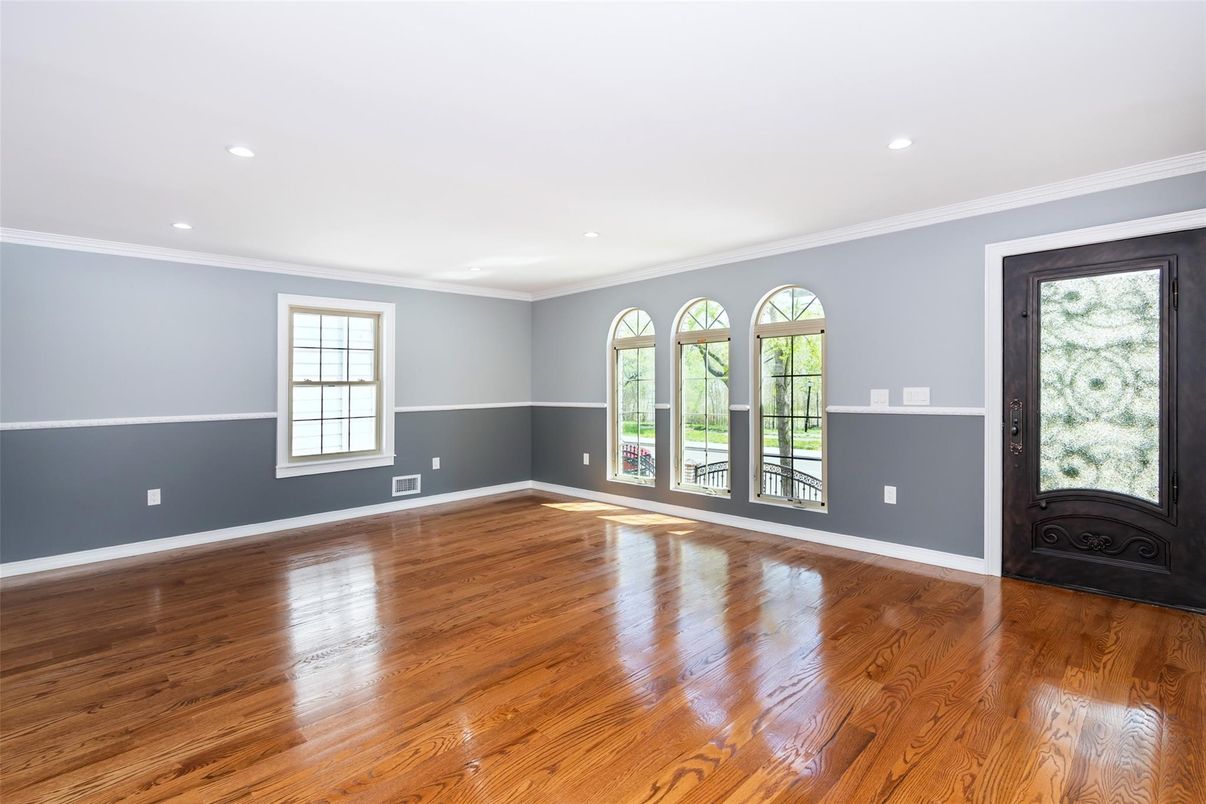 Empty room, Fireplace, Interior, Recessed Lighting, Wood Texture Flooring