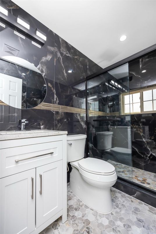 Bathroom, Glass Shower, Interior, Recessed Lighting