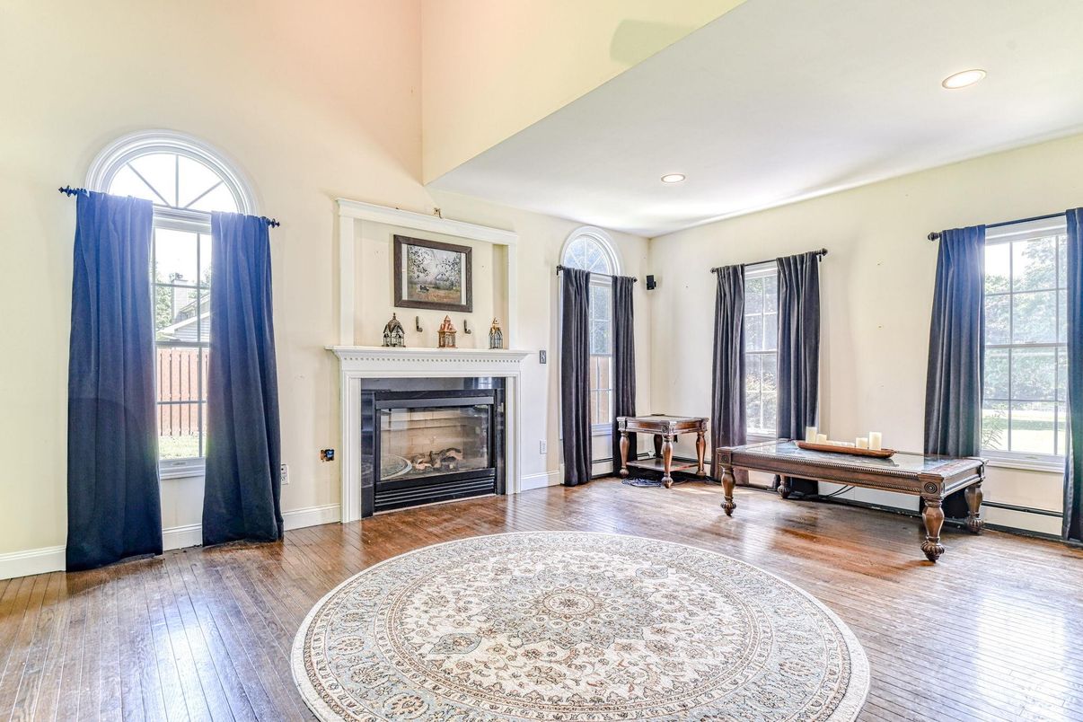 Fireplace, Interior, Recessed Lighting, Wood Texture Flooring