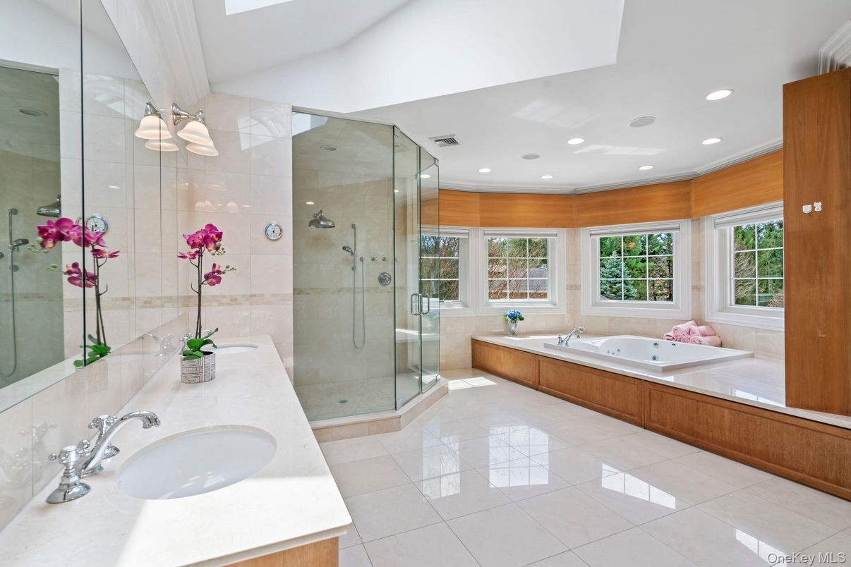 Bathroom, Dual Sink Vanities, Glass Shower, Interior, Recessed Lighting