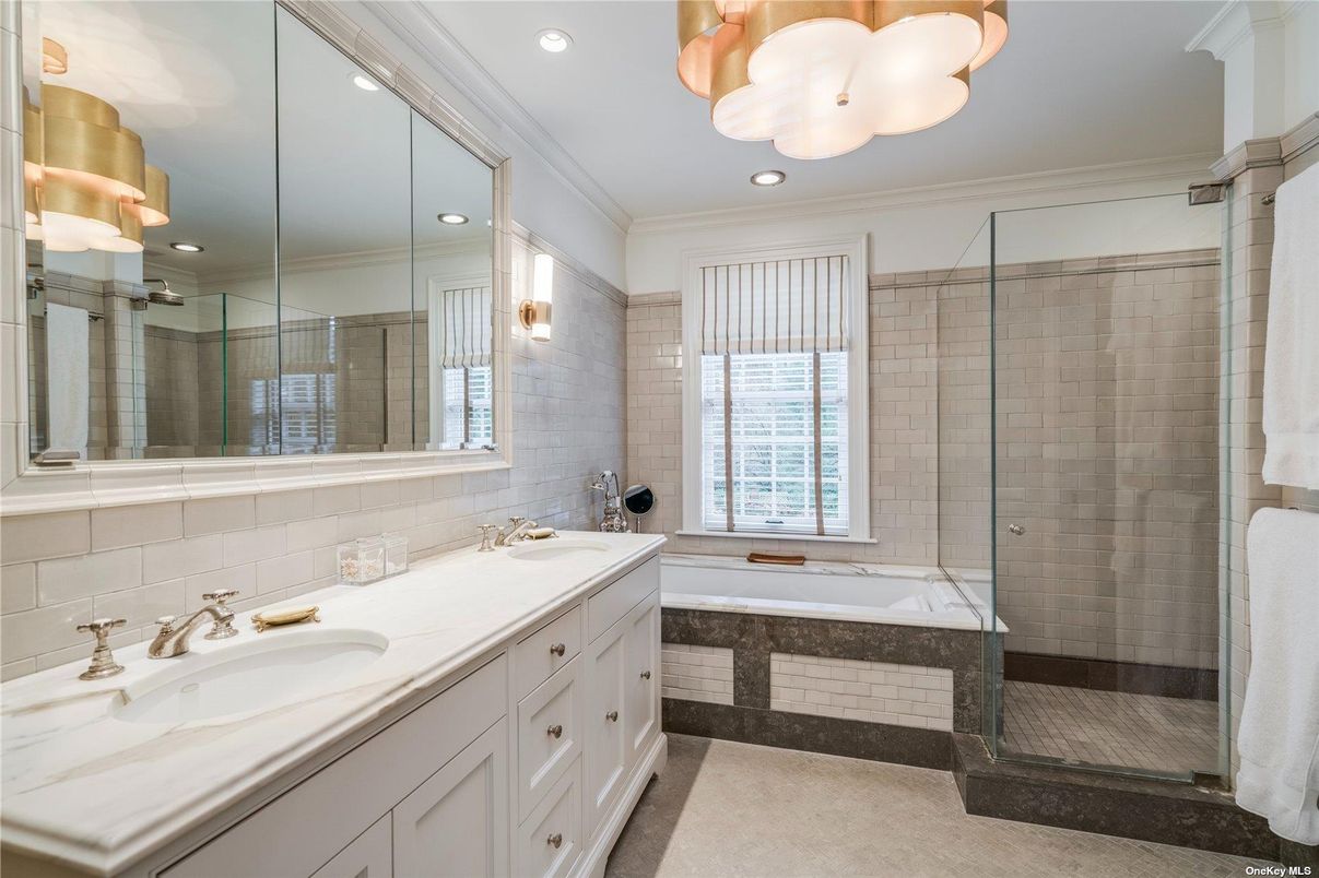 Bathroom, Dual Sink Vanities, Glass Shower, Interior, Recessed Lighting