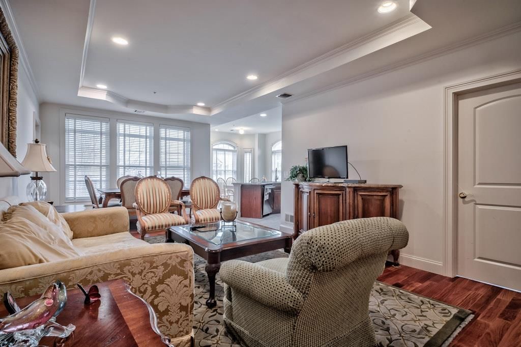 Dining room, Interior, Living room, Recessed Lighting, Wood Texture Flooring