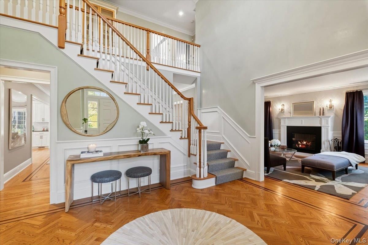 Fireplace, Interior, Recessed Lighting, Wood Texture Flooring