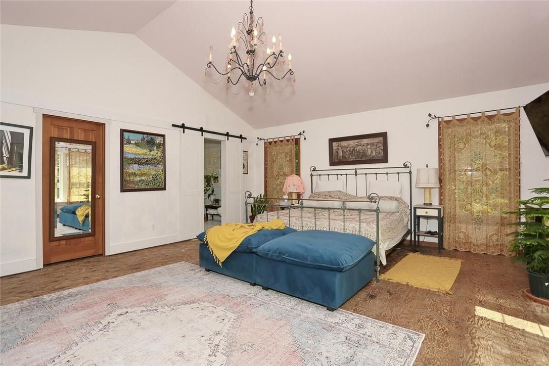 Bedroom, Chandelier, Interior, Wood Texture Flooring