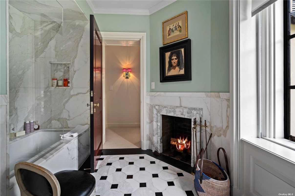Bathroom, Fireplace, Interior, Marble Walls