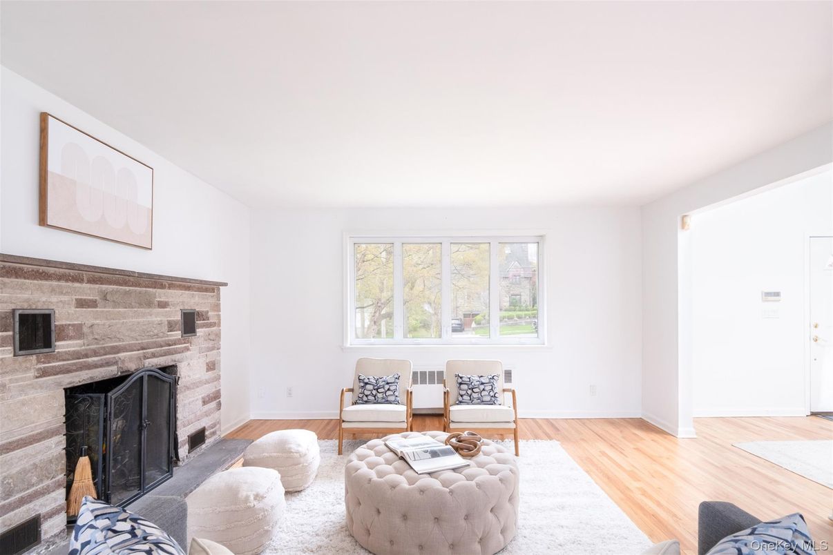 Fireplace, Interior, Living room, Stone Walls, Wood Texture Flooring