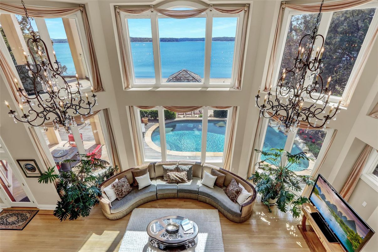 Chandelier, Interior, Living room, Water, Wood Texture Flooring