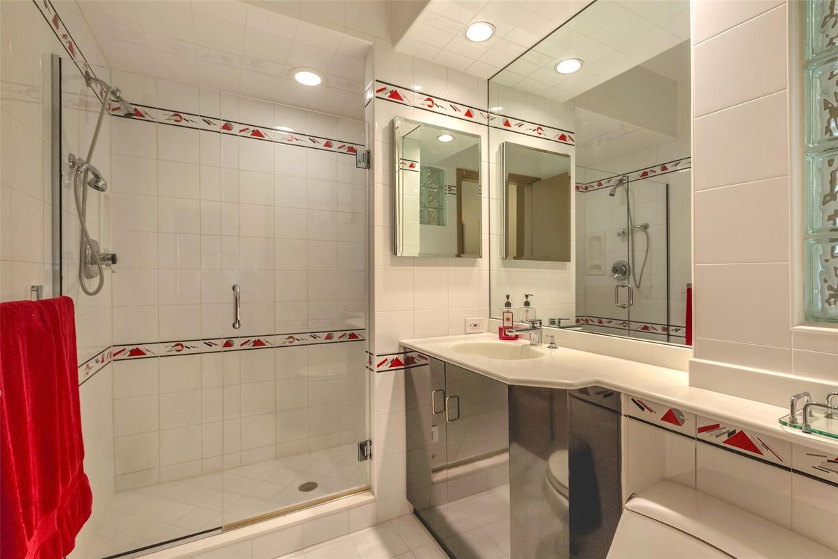 Bathroom, Glass Shower, Interior, Recessed Lighting