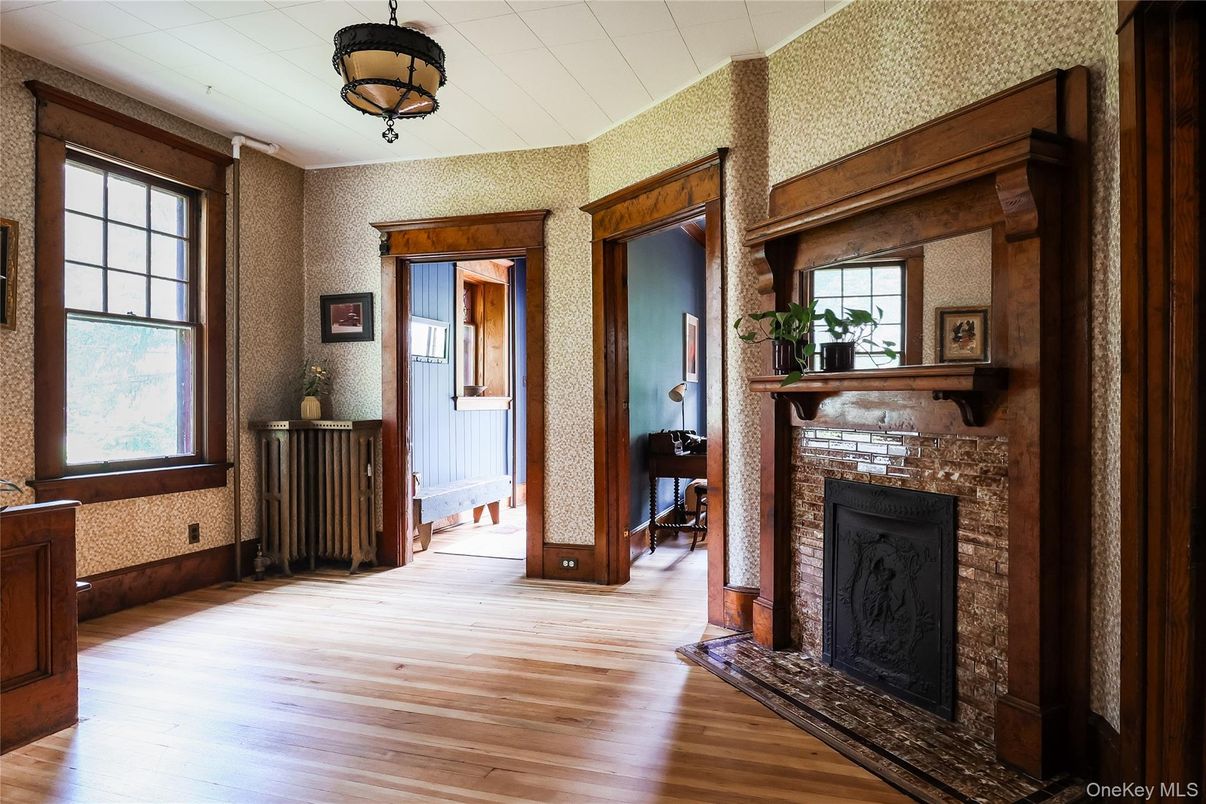 Fireplace, Interior, Wood Texture Flooring