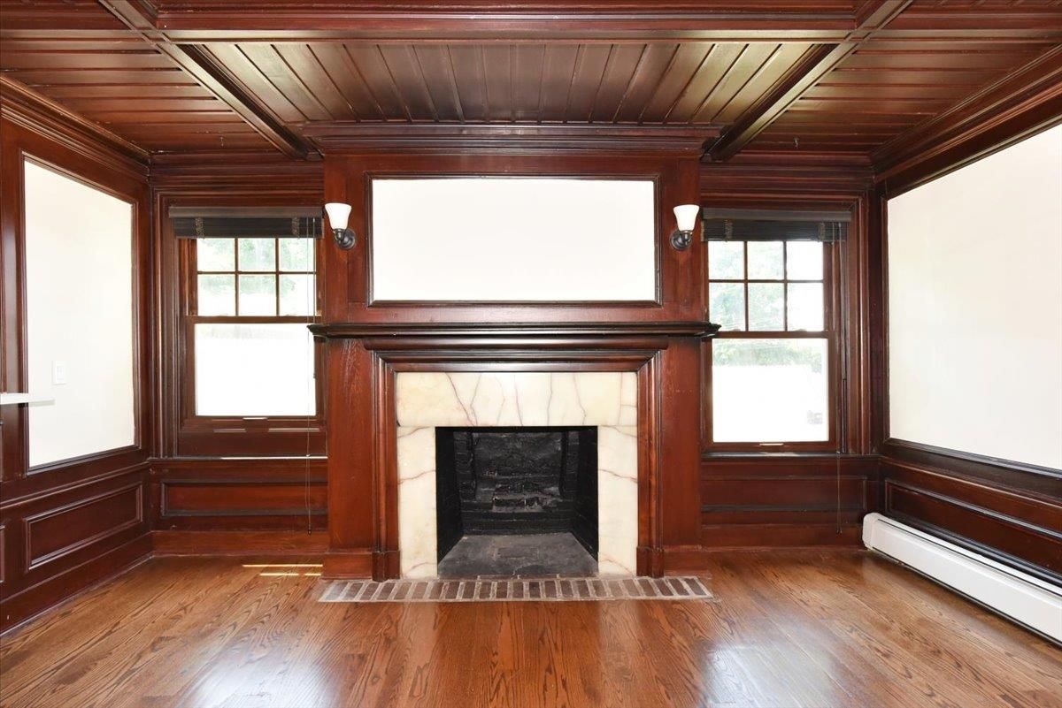 Empty room, Fireplace, Interior, Wooden Beams, Wooden Ceilings, Wood Texture Flooring, Wooden Walls