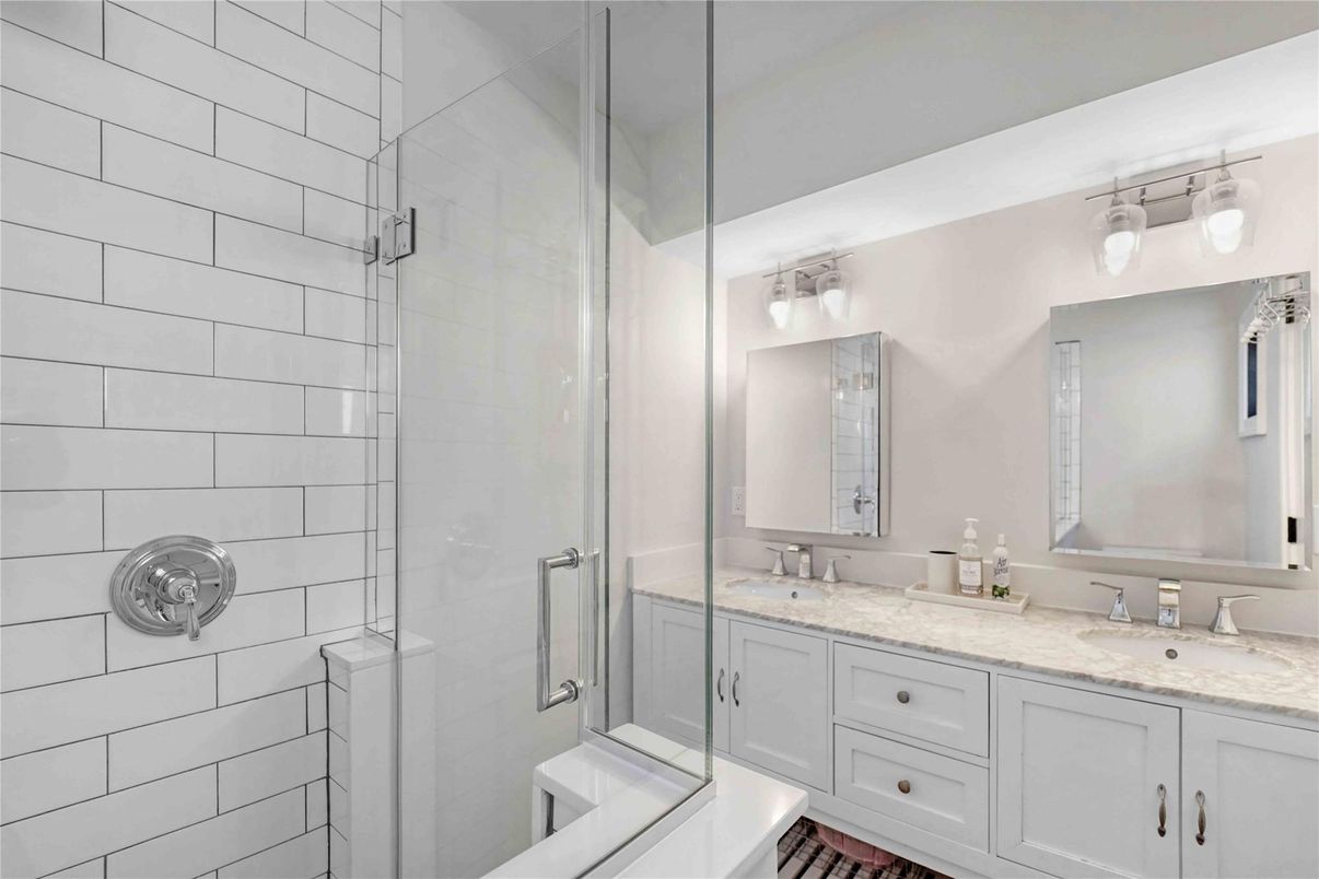 Bathroom, Dual Sink Vanities, Glass Shower, Interior