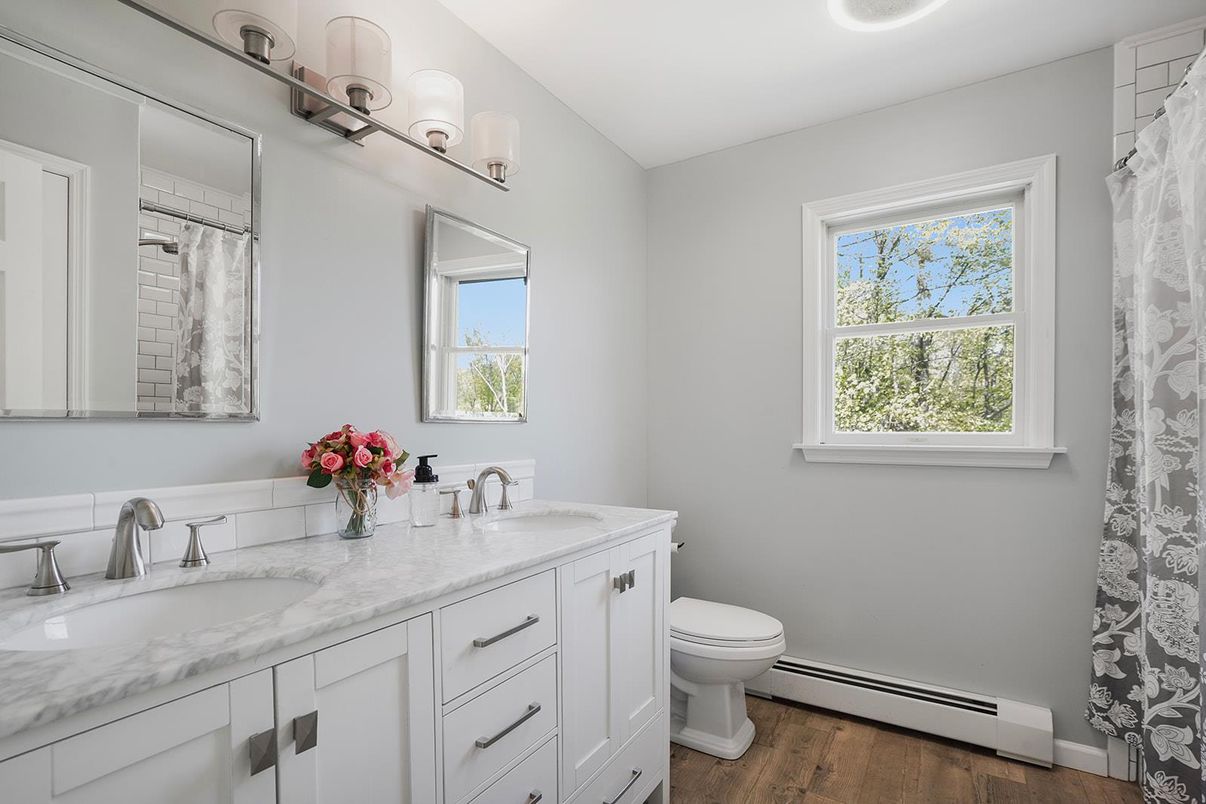 Bathroom, Dual Sink Vanities, Interior, Wood Texture Flooring