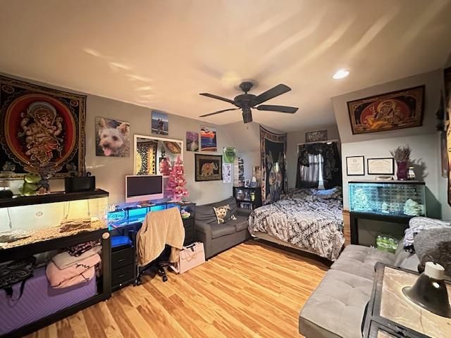 Bedroom, Home Office, Interior, Recessed Lighting, Wood Texture Flooring