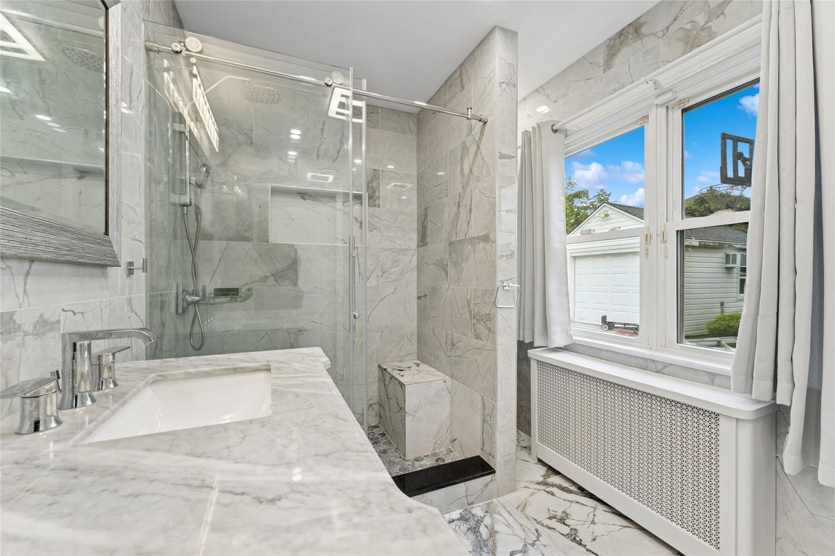 Bathroom, Glass Shower, Interior, Marble, Marble Walls
