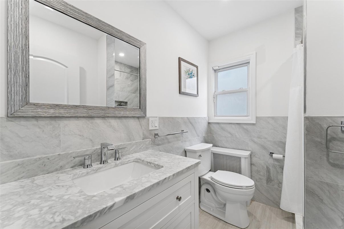 Bathroom, Interior, Marble Walls, Wood Texture Flooring
