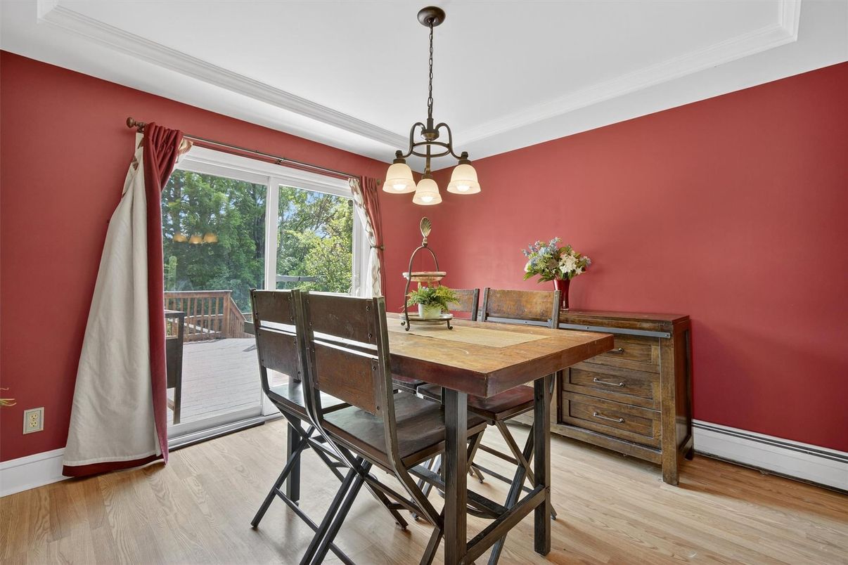 Chandelier, Dining room, Interior, Pendant Lights, Wood Texture Flooring