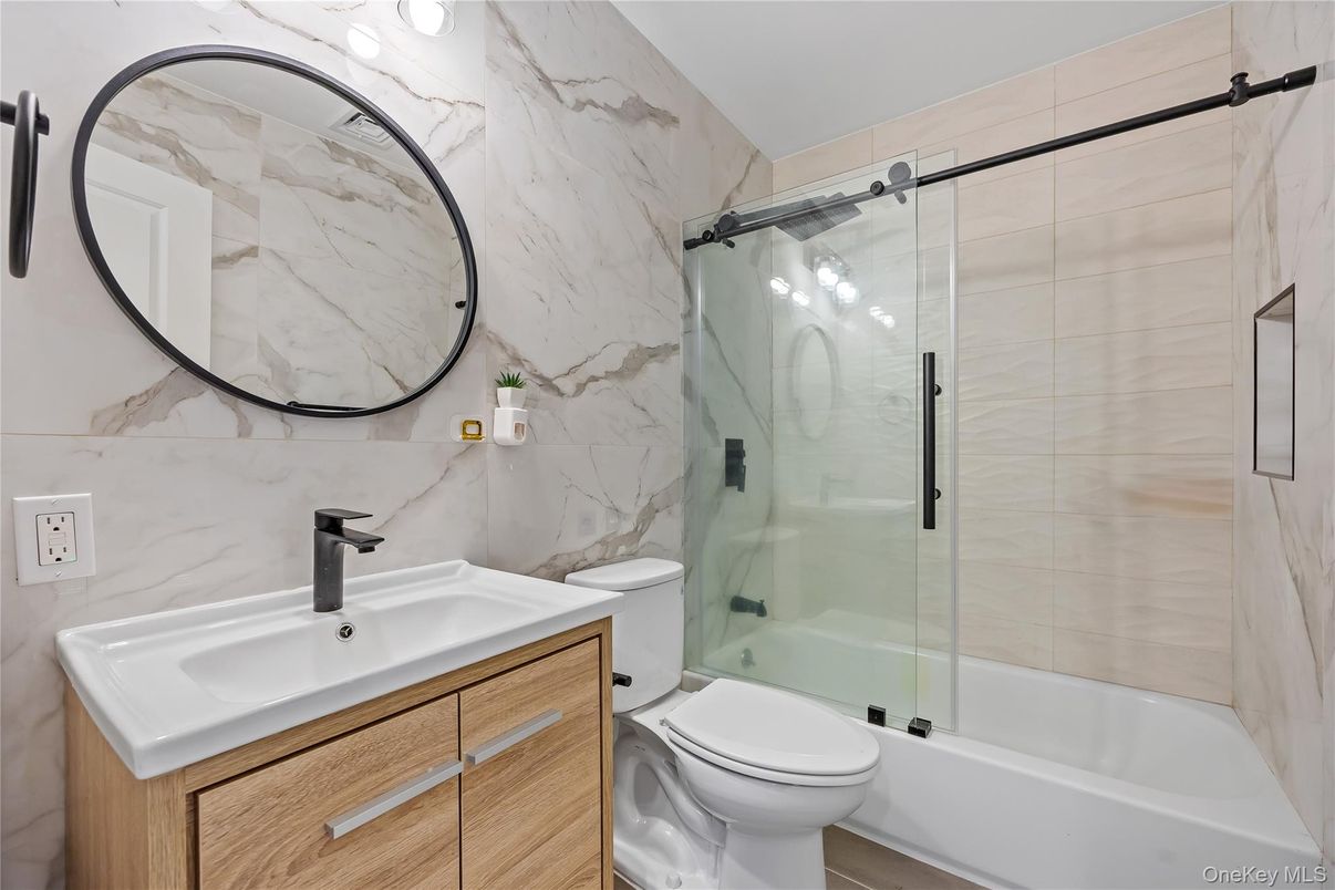 Bathroom, Glass Shower, Interior, Marble Walls