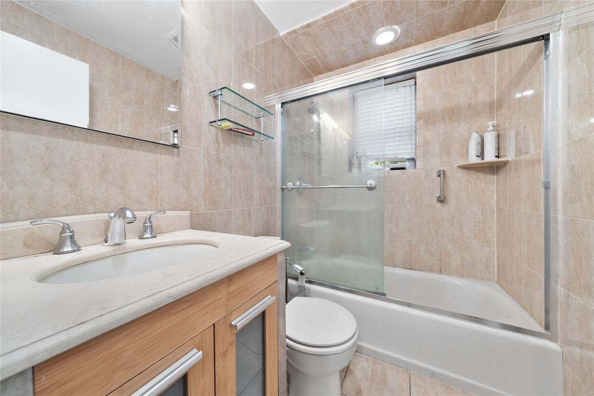 Bathroom, Glass Shower, Interior, Recessed Lighting