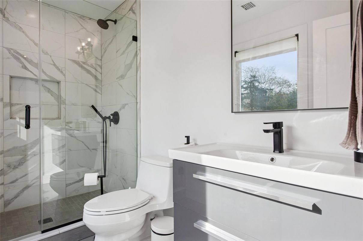 Bathroom, Glass Shower, Interior, Marble Walls