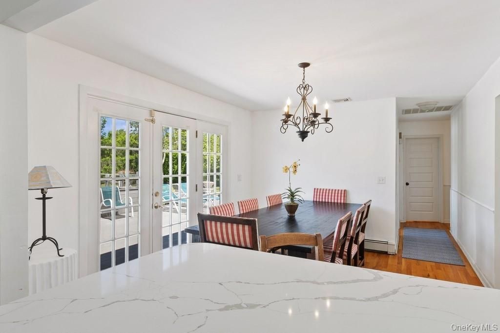 Chandelier, Dining room, Interior, Wood Texture Flooring