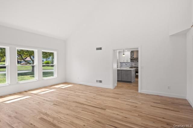 Empty room, Interior, Kitchen, Pendant Lights, Wood Texture Flooring