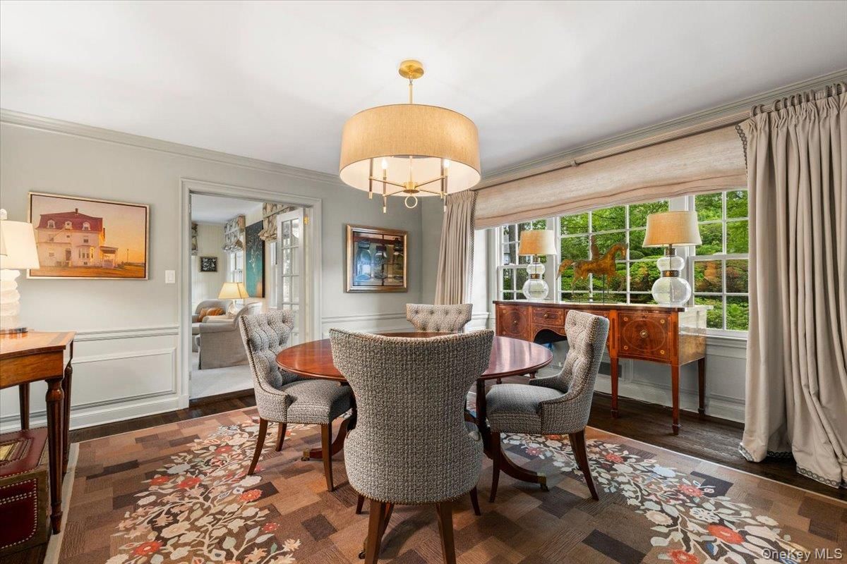 Chandelier, Dining room, Interior, Wood Texture Flooring