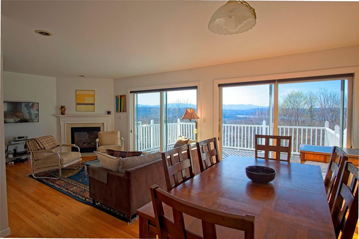 Dining room, Fireplace, Interior, Living room, Wood Texture Flooring