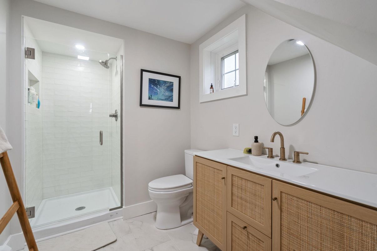 Bathroom, Glass Shower, Interior, Marble, Recessed Lighting