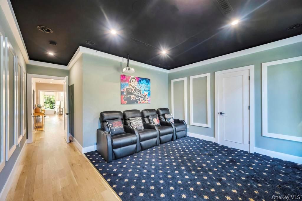 Home Theatre Room, Interior, Recessed Lighting, Theatre Room, Wood Texture Flooring