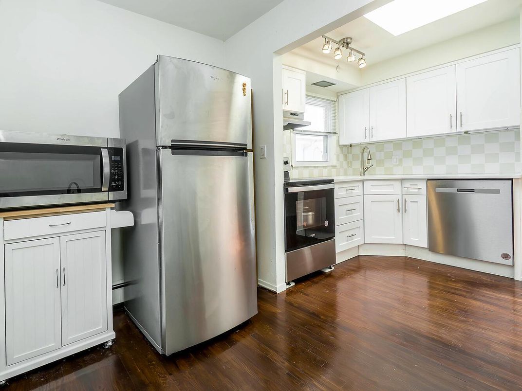 Interior, Kitchen, Stainless Steel Appliances, Wood Texture Flooring