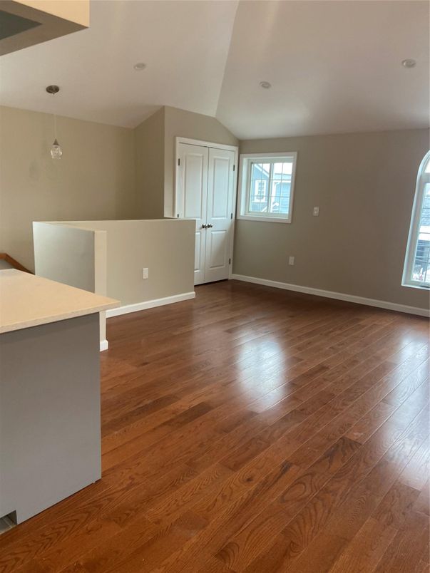 Empty room, Interior, Pendant Lights, Wood Texture Flooring
