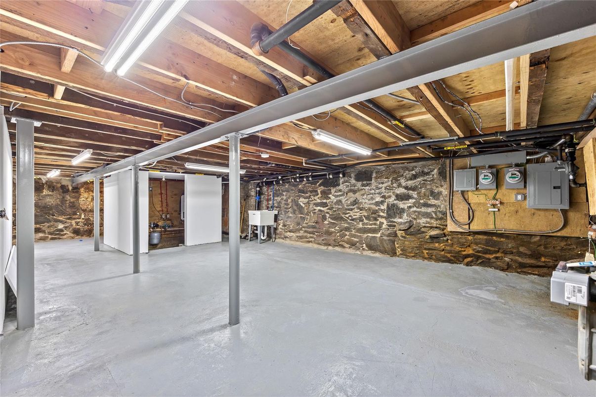 Interior, Stone Walls, Wooden Beams