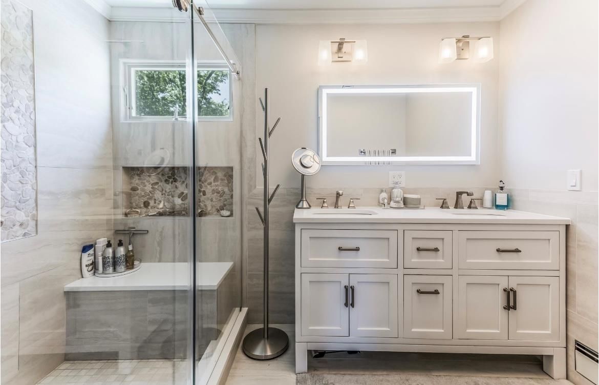 Bathroom, Dual Sink Vanities, Glass Shower, Interior