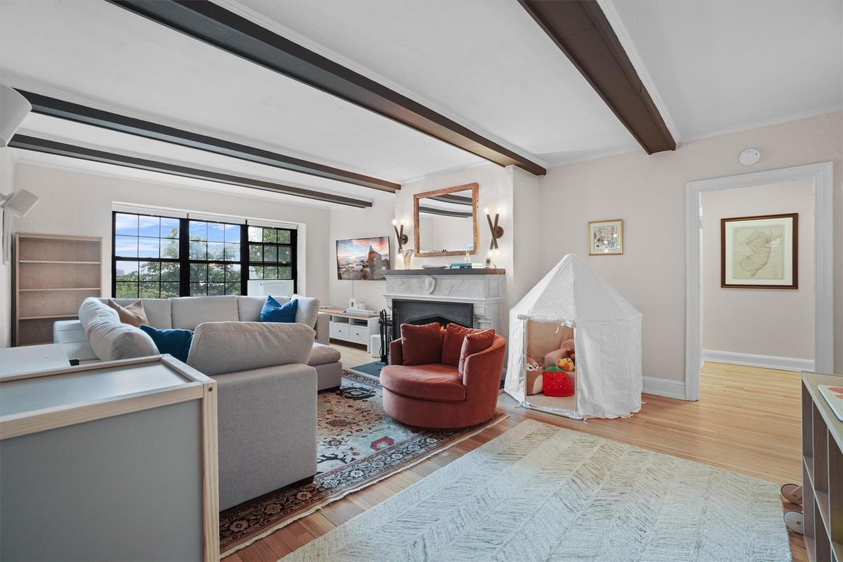 Fireplace, Interior, Living room, Wooden Beams, Wood Texture Flooring