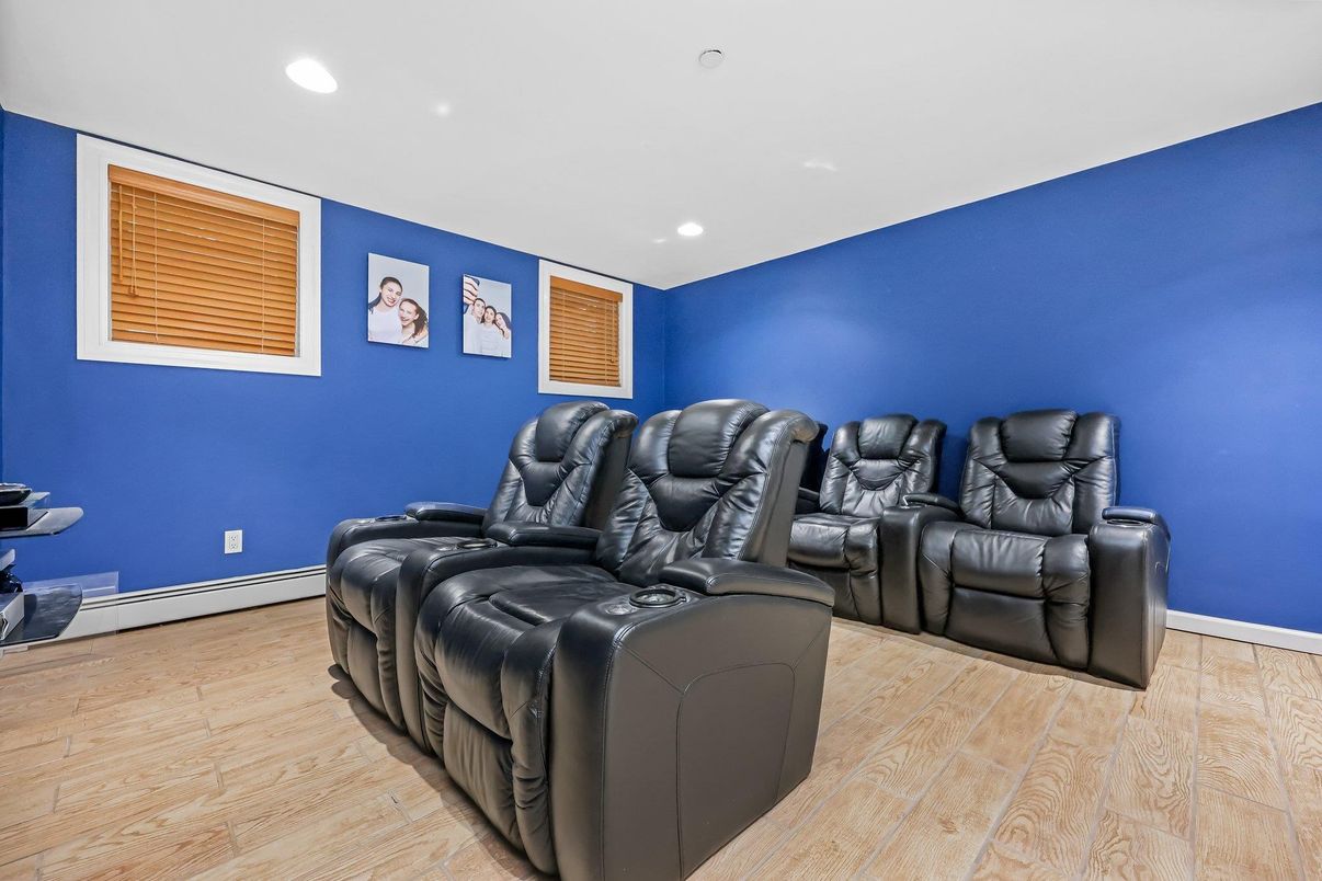 Home Theatre Room, Interior, Recessed Lighting, Theatre Room, Wood Texture Flooring