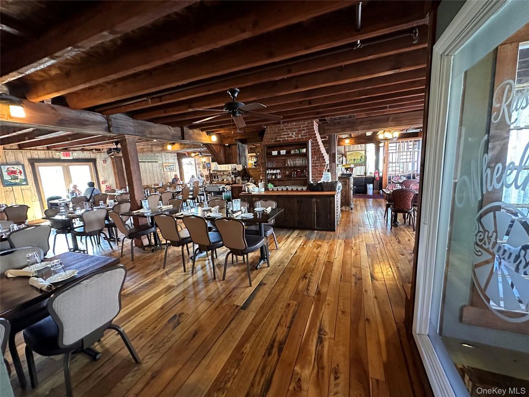 Dining room, Interior, Stone Walls, Wooden Beams, Wood Texture Flooring