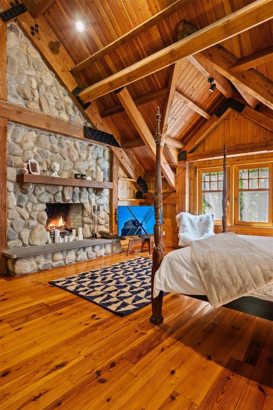 Fireplace, Interior, Stone Walls, Wooden Beams, Wooden Ceilings, Wood Texture Flooring, Wooden Walls