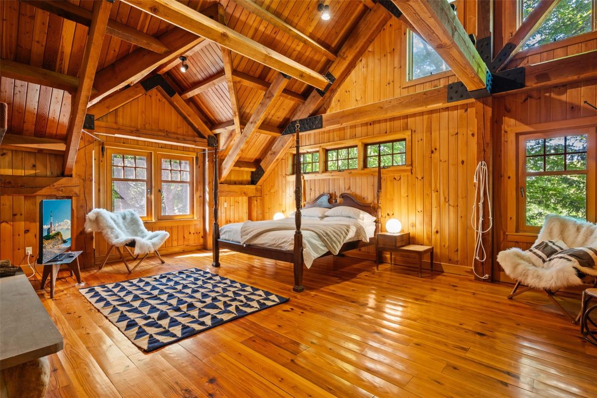 Bedroom, Interior, Wooden Beams, Wooden Ceilings, Wood Texture Flooring, Wooden Walls