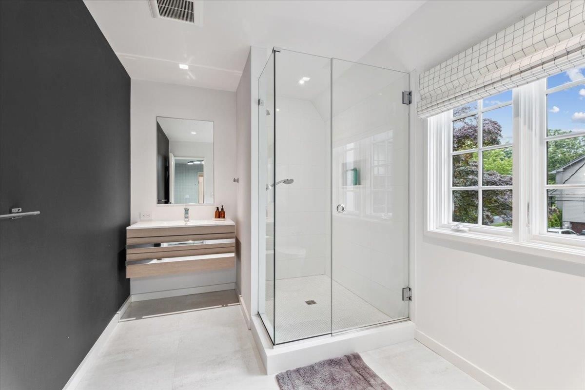 Bathroom, Glass Shower, Interior, Recessed Lighting