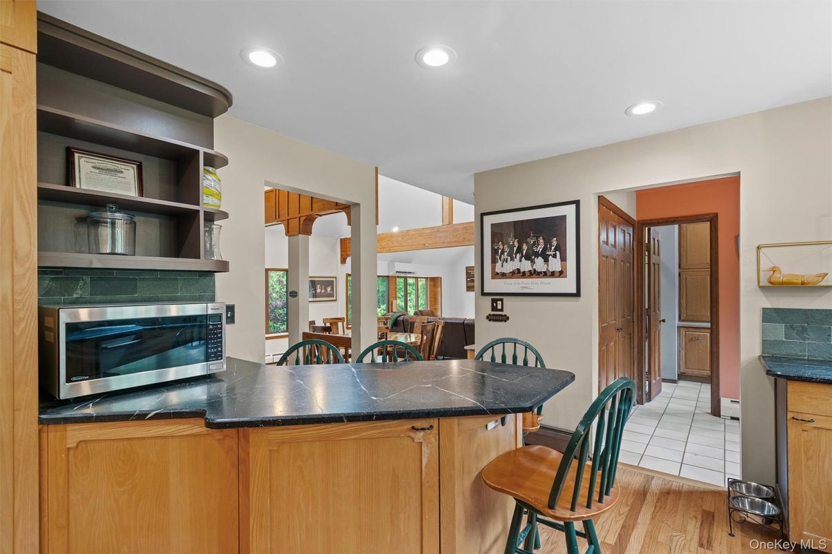 Dining room, Interior, Kitchen, Recessed Lighting, Wood Texture Flooring