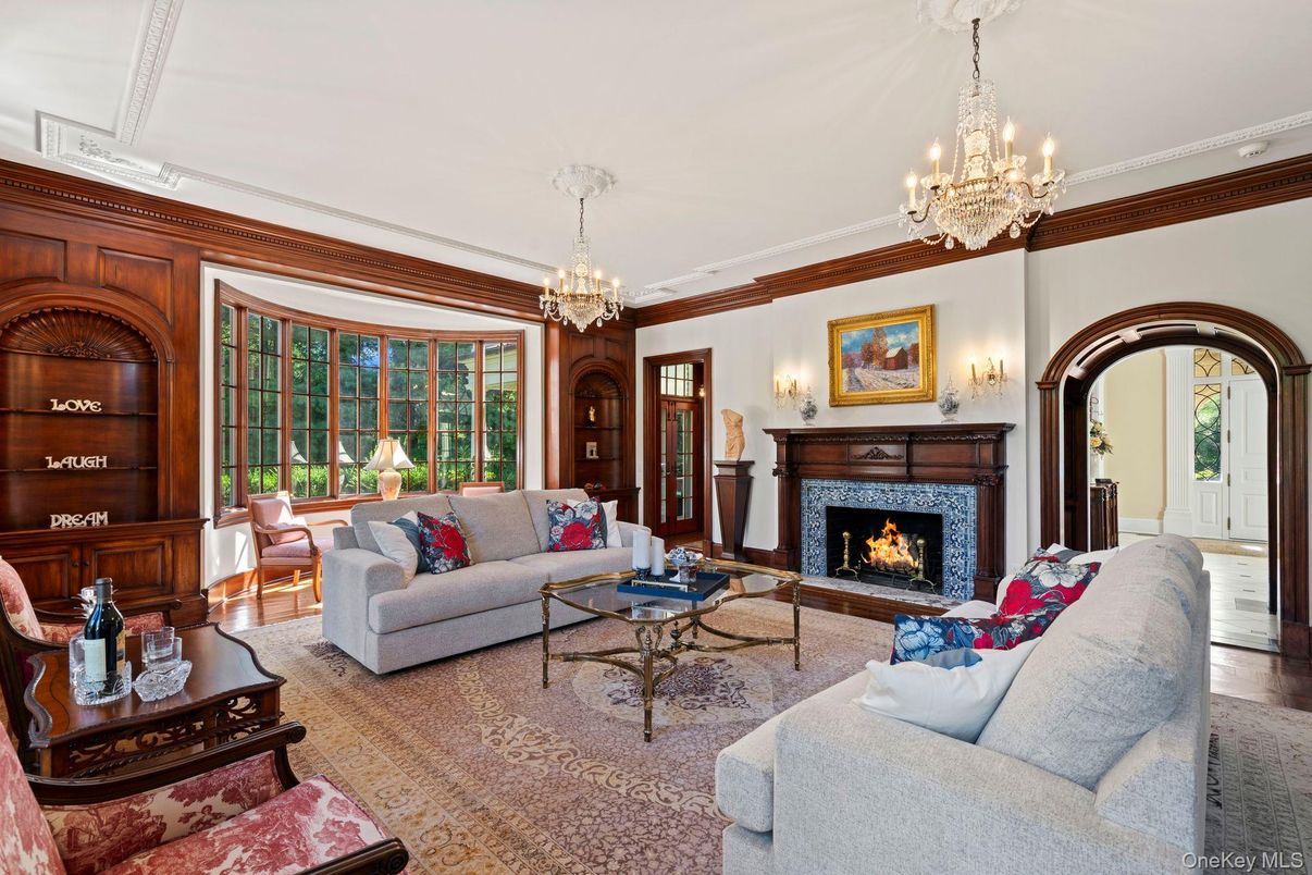 Chandelier, Fireplace, Interior, Living room, Wood Texture Flooring