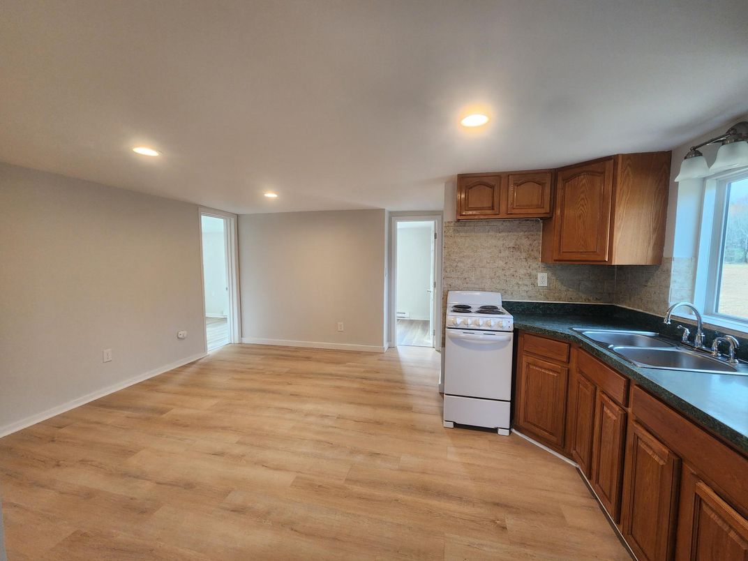 Interior, Kitchen, Recessed Lighting, Wood Texture Flooring
