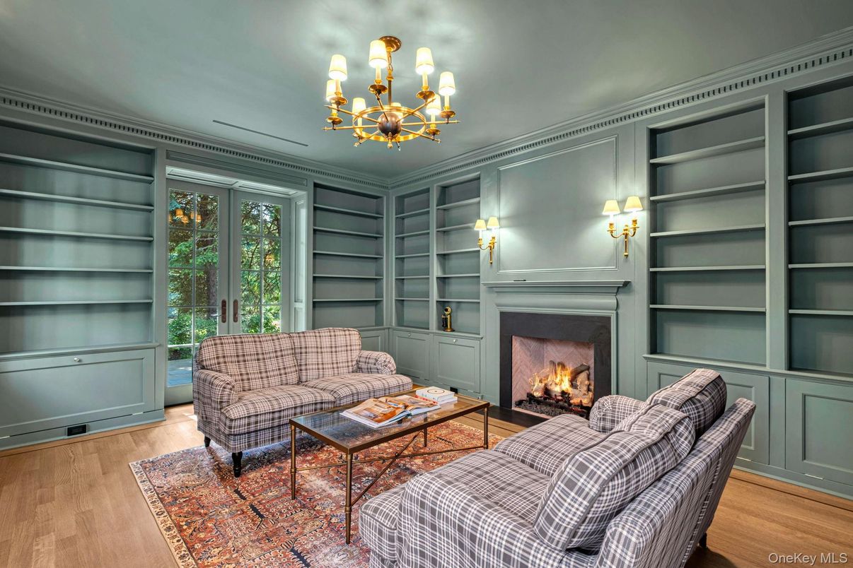 Chandelier, Fireplace, Interior, Living room, Wood Texture Flooring