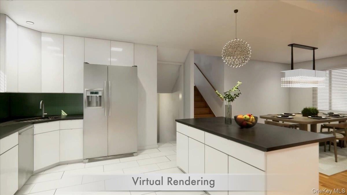 Chandelier, Dining room, Interior, Kitchen, Marble, Pendant Lights, Recessed Lighting, Stainless Steel Appliances