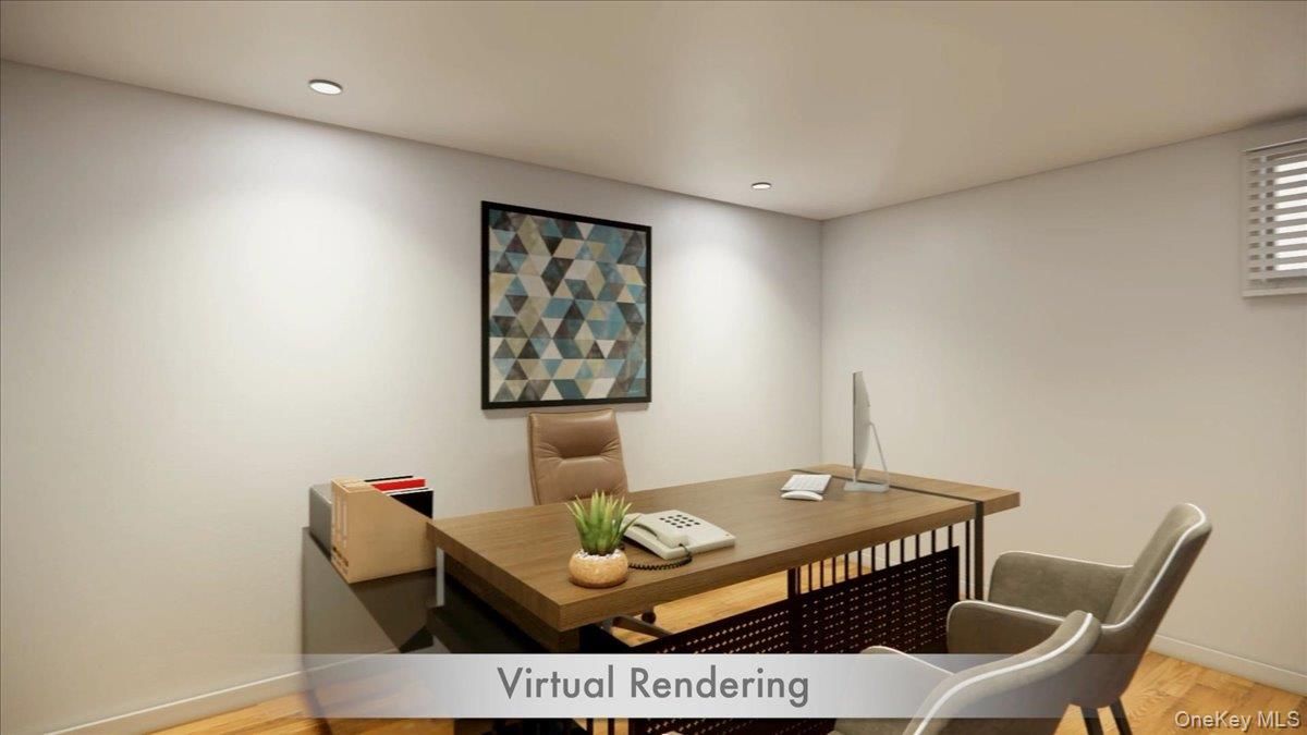 Home Office, Interior, Recessed Lighting, Wood Texture Flooring